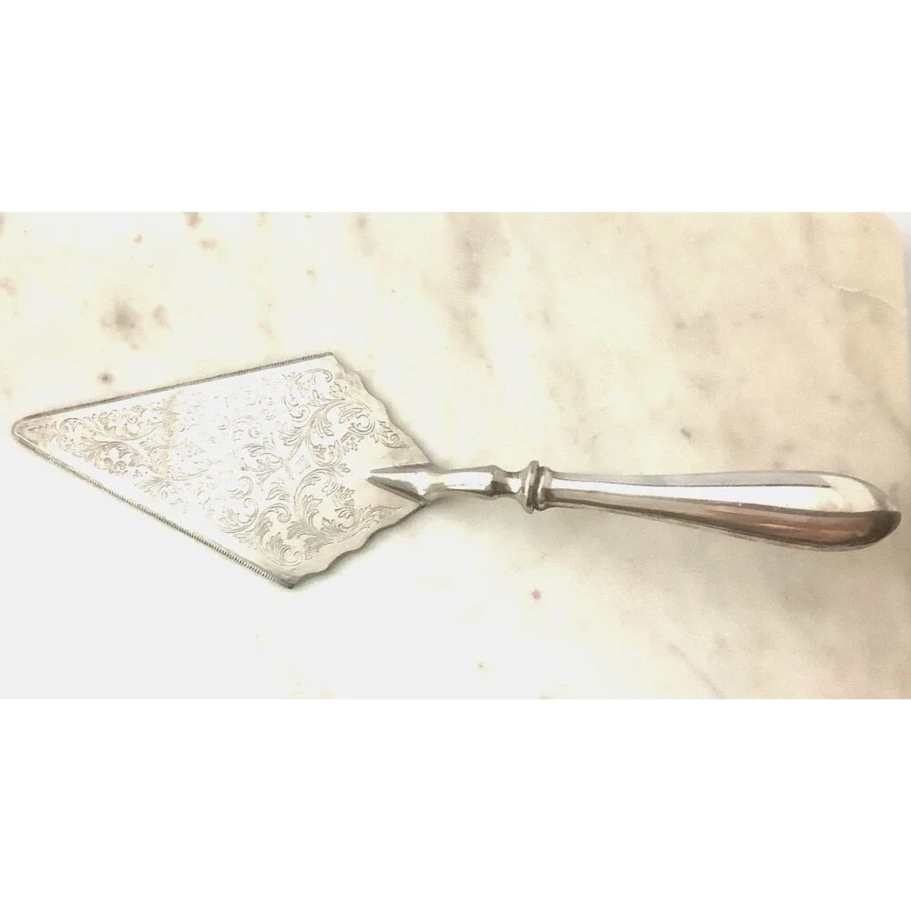 Wedding Cake Server Sterling Silver Handle Cake Pie Italy Floral Etched Italy